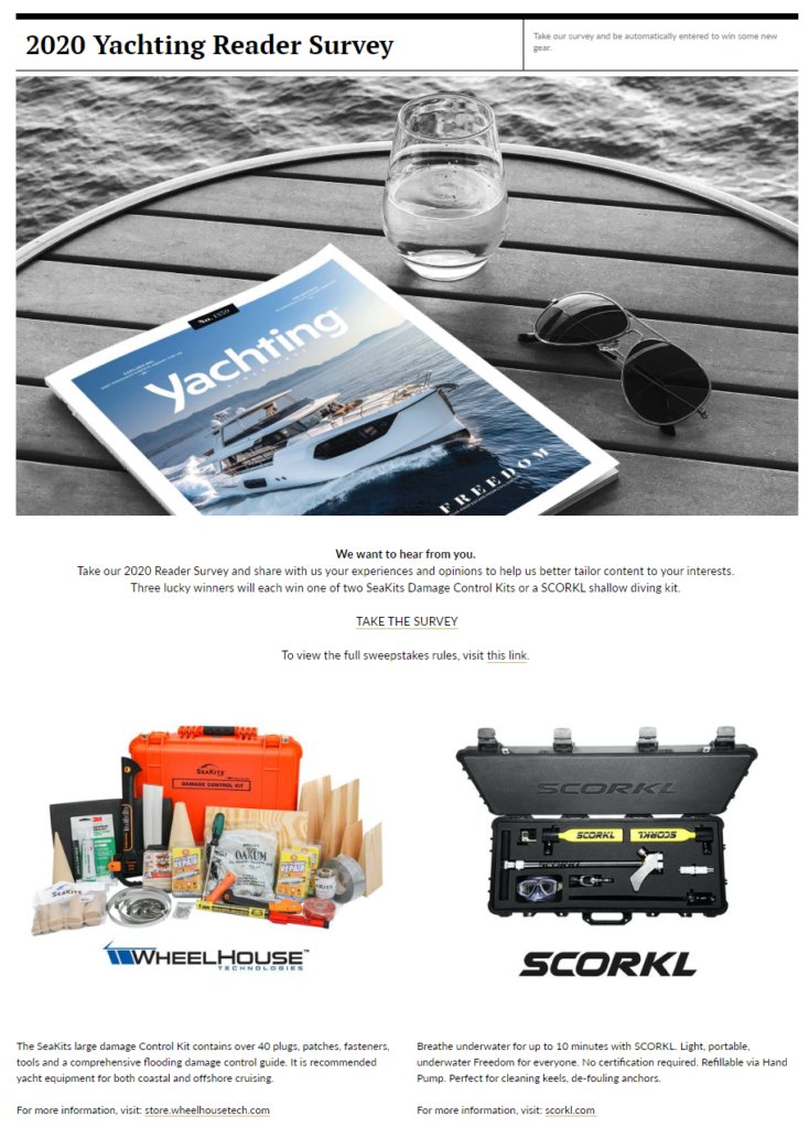 WheelHouseTech's tweet image. Yachting Magazine 2020 Reader Survey - Complete for a Chance to Win Great Prizes - Ends July 13th - wheelhousetech.com/2020/07/yachti…
