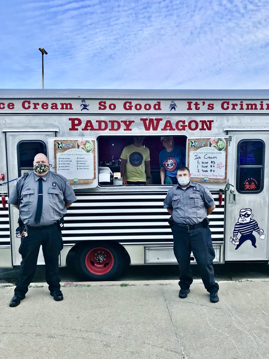 SchooleysScott's tweet photo. The TCF Employee Club sponsored the Paddy Wagon Ice Cream truck today for all staff to enjoy a tasty cool treat on a hot summer day!    Sergeant Craig Klebba and Officer Scott Minx are next in line . https://t.co/9P3FvyEvyl