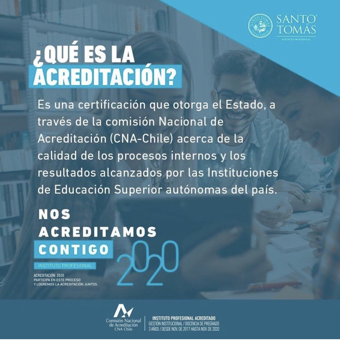 SantoTomasLS's tweet photo. ¿Sabías que el Instituto Profesional Santo Tomás está llevando a cabo su sexto proceso de acreditación?

#NosAcreditamosContigo #acreditaciónipst https://t.co/H1bPjZyOfh