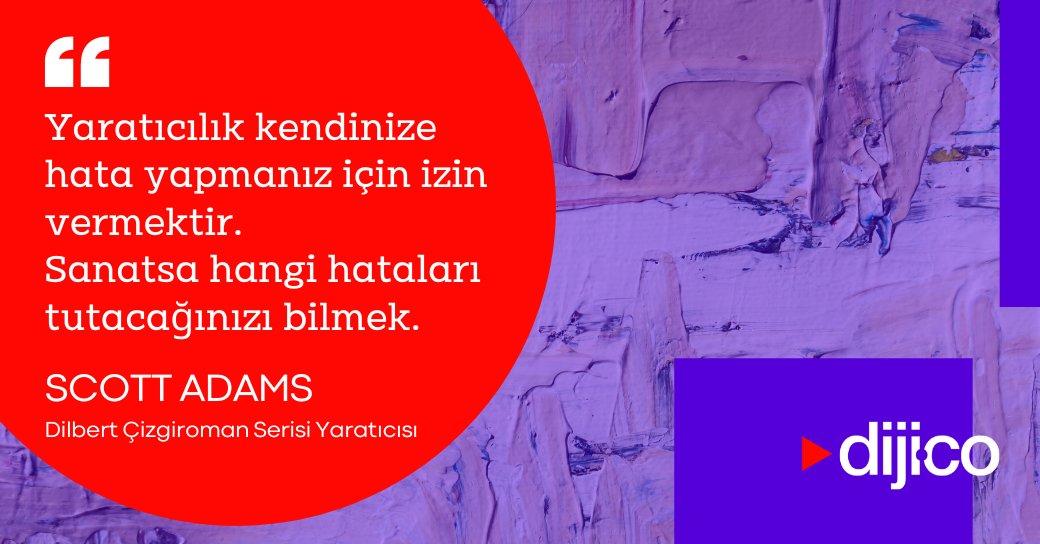 dijico_'s tweet photo. Günün sözü, Dilbert çizgi roman serisinin yaratıcısı Scott Adams’dan; yaratıcılık ve sanat arasındaki benzerlik, fark, gelişim ve ustalık üzerine… 
#Dijico #GününSözü #Yaratıcılık #Sanat #ScottAdams https://t.co/aKkLmn2FwE