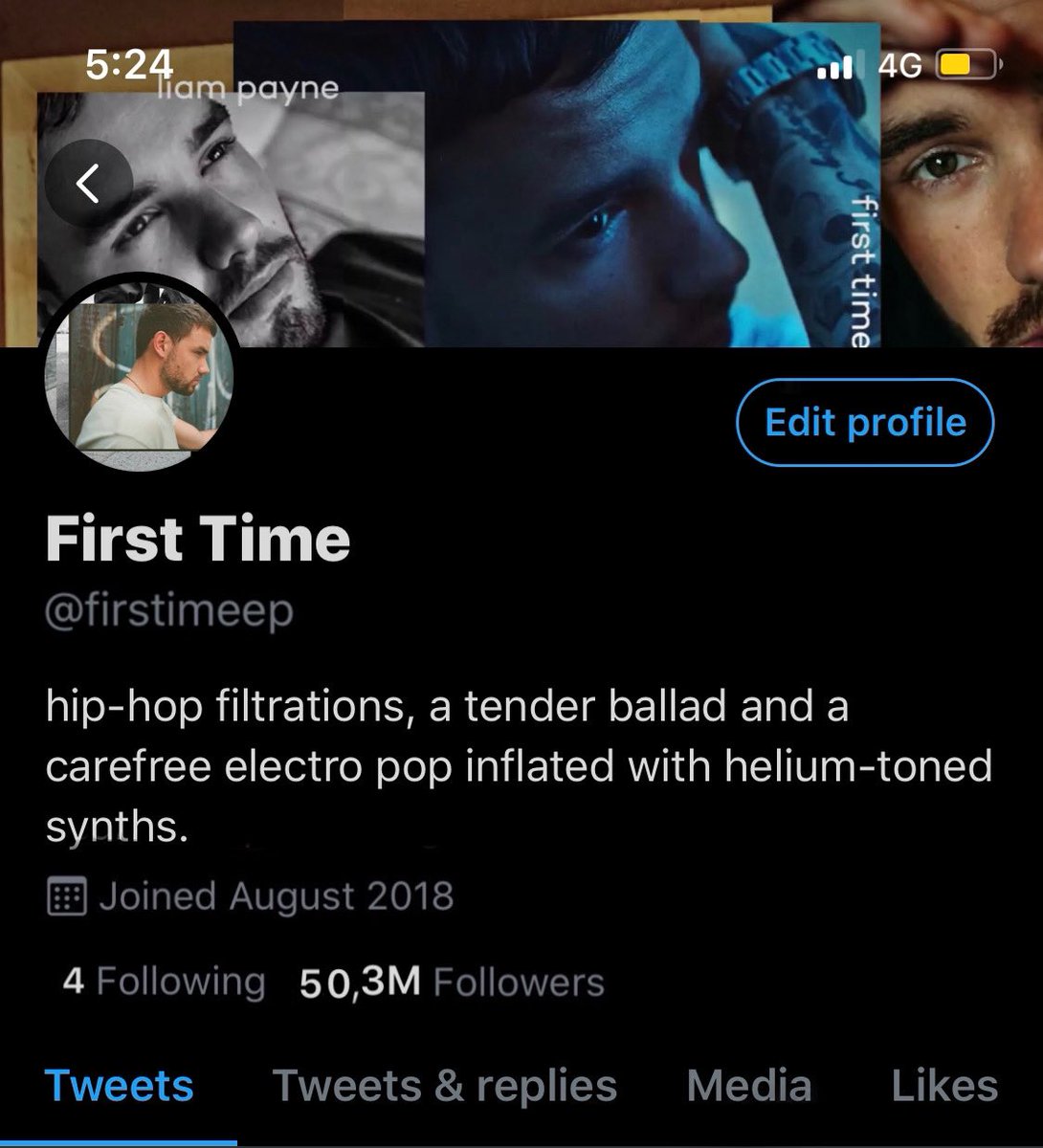 if each song of First Time (EP) by Liam Payne had a twitter and an instagram account; a thread.