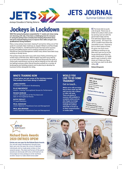 JETS4Jockeys's tweet photo. This summer's edition of the #JETSJournal is available to download online!  The #RichardDavisAward entries are now open plus new career case studies, an upcoming #JockeyMatters film &amp; you can find out what jockeys have been up to in lockdown!  
READ HERE 👉https://t.co/UlvN885Y71 https://t.co/1IIiMHADkI