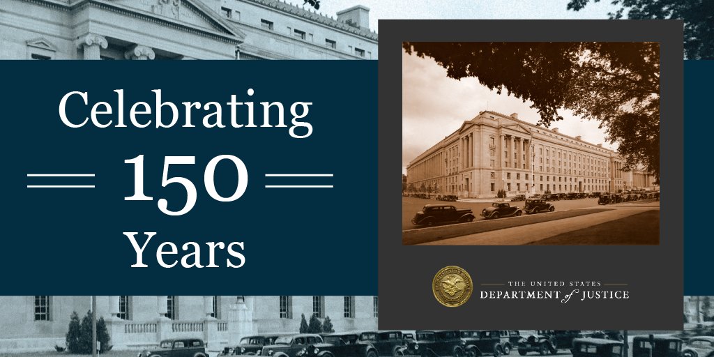 2020 marks 150 years of the Department of Justice! We have created a digital timeline to explore all 150 years, spanning from the beginnings in 1789 to DOJ’s founding in 1870 to today. Visit justice.gov/celebrating150…. #DOJHistory #DOJ150