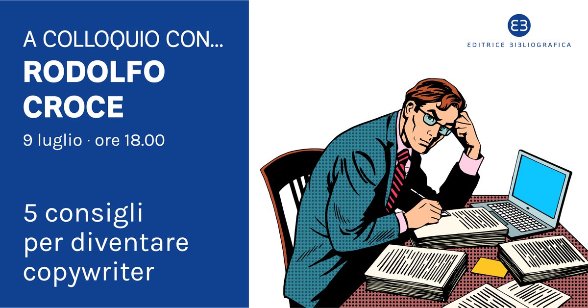Cosa fa di preciso un #copywriter? Come muovere i primi passi nel settore della #pubblicità? Domani, 9 luglio, ore 18:00, ce lo spiegherà Rodolfo Croce durante il #webinar gratuito "5 consigli per diventare un copywriter". Iscrivetevi qui: bit.ly/9luglioZoom
Vi aspettiamo!