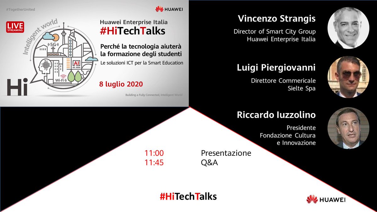 HuaweiEBGItalia's tweet photo. Si è svolto oggi il decimo #HiTechTalks. Vincenzo Strangis di #Huawei, Luigi Piergiovanni, di @SielteSpa e Riccardo Iuzzolino, di Fondazione Cultura&Innovazione hanno presentato le soluzioni #ICT per #SmartEducation https://t.co/9uFFpgfZIe #DigitalTransformation #IntelligentWorld https://t.co/YbXncxqeGj
