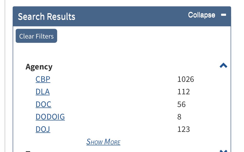 3/ Interesting...Remember, these are all hits on the MISSPELLING There are ***1026 hits*** Customs & Border Patrol - is this his travel? Where was he traveling? Does [HUMA] know?DOJ - 123 hits on the misspelling?!?Defense Logs Ag.Dep. of Commerce*DODOIG*