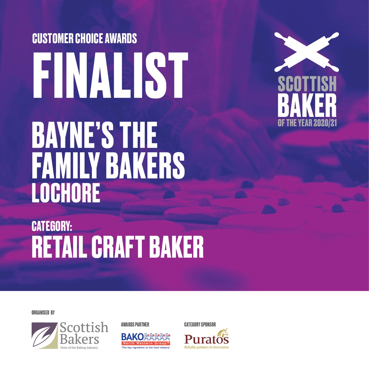 ScottishBakersAwards (@scotbakerawards) on Twitter photo Congratulations to <a href="/baynesbakery/">Baynes Bakery</a> who were a worthy finalist in Retail Craft Baker Customer Choice Award 🎉#ScottishBakerOftheYear #CustomerChoice Congratulations to <a href="/baynesbakery/">Baynes Bakery</a> who were a worthy finalist in Retail Craft Baker Customer Choice Award 🎉#ScottishBakerOftheYear #CustomerChoice