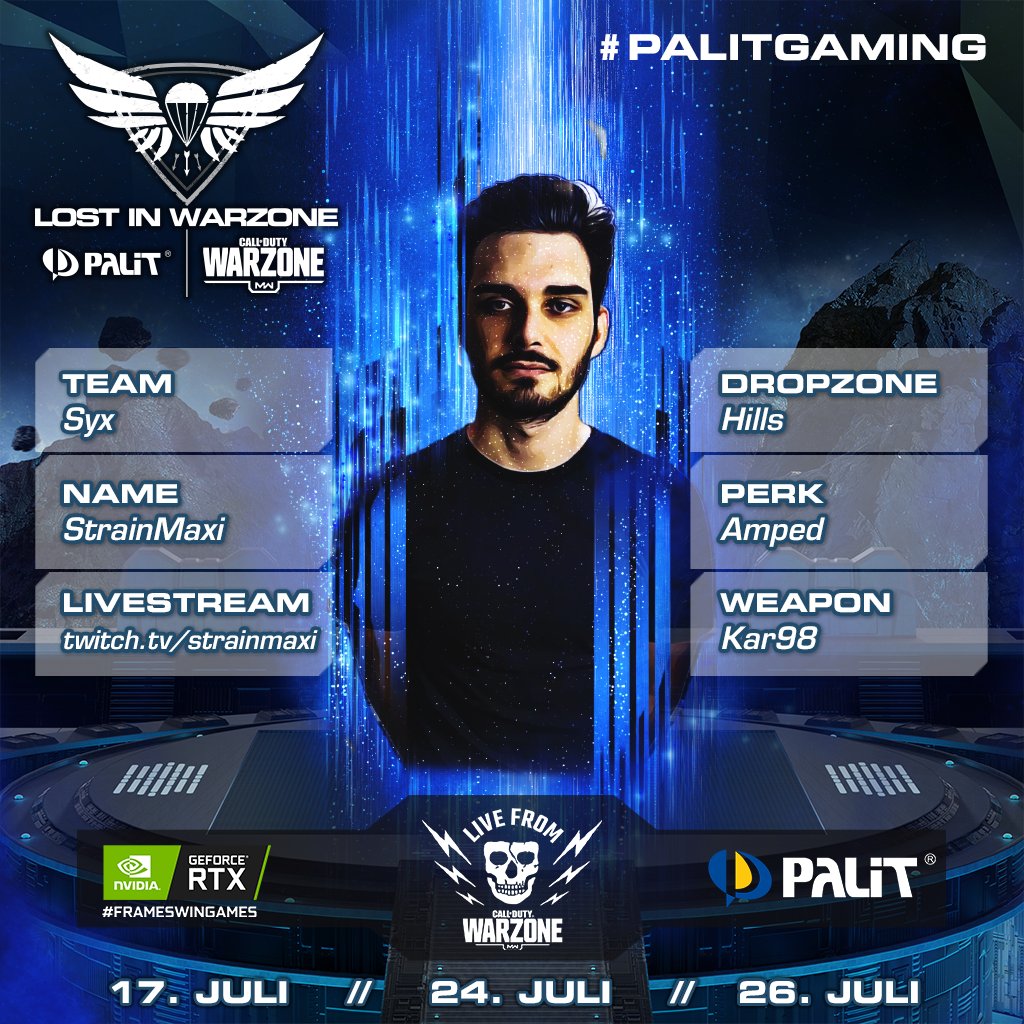 paliteurope (@paliteurope) on Twitter photo Die Reihen schließen sich! Heute haben wir die Ehre, <a href="/strain_maxi/">Maxi</a> als weiteren Teilnehmer bekanntzugeben. #livefromwarzone wird dann am ersten Turniertag auch aus Österreich berichtet. Alle Infos findet ihr auf mypalit.de
<a href="/NVIDIAGeForceDE/">NVIDIA GeForce DE</a> <a href="/CallofDuty/">Call of Duty</a> Die Reihen schließen sich! Heute haben wir die Ehre, <a href="/strain_maxi/">Maxi</a> als weiteren Teilnehmer bekanntzugeben. #livefromwarzone wird dann am ersten Turniertag auch aus Österreich berichtet. Alle Infos findet ihr auf mypalit.de
<a href="/NVIDIAGeForceDE/">NVIDIA GeForce DE</a> <a href="/CallofDuty/">Call of Duty</a>