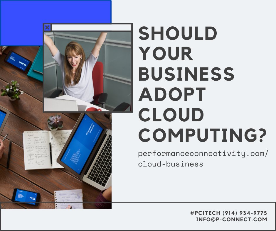 PCITech's tweet image. Should your business adopt cloud computing? ☁️ 💻 Find out how cloud solutions can improve your business operations by reading our new article at performanceconnectivity.com/cloud-business.

#PCITech #cloud #itsupport #smallbiz #entrepereneur #boss #startup #businessowner #success #insurance