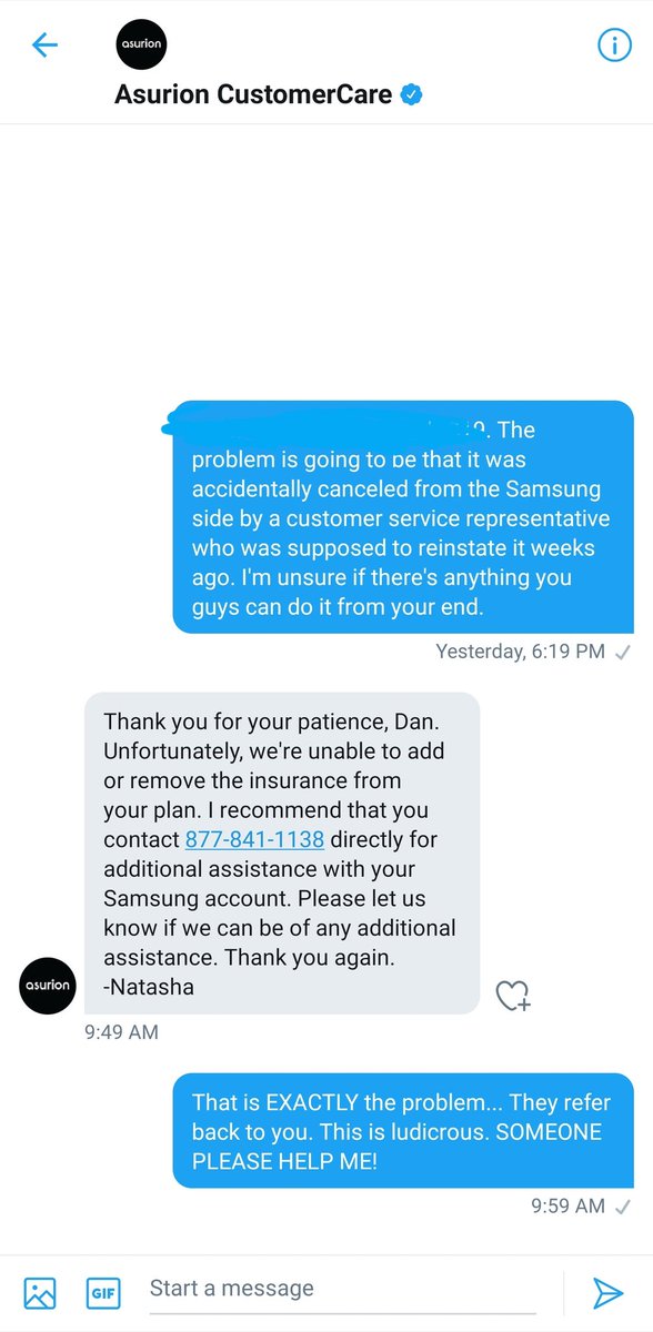 Buddyboy2006's tweet photo. @SamsungSupport It's clear after a screw up on Samsung's part that @SamsungSupport doesn't actually provide support and @AsurionCares doesn't care. Just passed back and forth with no one taking any responsibility. This is NOT how it's supposed to be. SOMEONE HELP PLEASE! https://t.co/I7PPTc7dVH