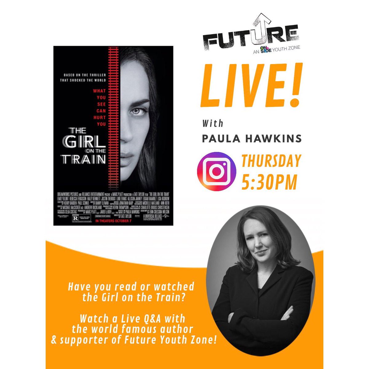 futureyz's tweet photo. Have you read Girl on the Train? or watched the movie? Hear from the world famous author in this weeks #UrHomeWith Paula Hawkins, who is also one of Future's Founder Patrons! https://t.co/SgqJmiX6hn