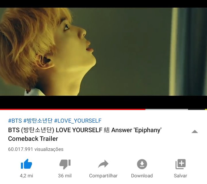 BTScene_BR's tweet photo. [✨] • O Comeback Trailer ‘Epiphany’ chegou aos 60 MILHÕES de visualizações no YouTube!

📎 https://t.co/KBiJN0dvpy

#JIN #Epiphany60M @BTS_twt https://t.co/obLbtXdd6d