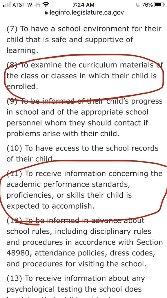 19/ I will continue to say that fact that we use GoogleClassroom and have NEVER made it standard practice to show parents how to access their children’s accounts is a violation of the CA Ed Code to be involved in their children’s learning  http://leginfo.legislature.ca.gov/faces/codes_di …
