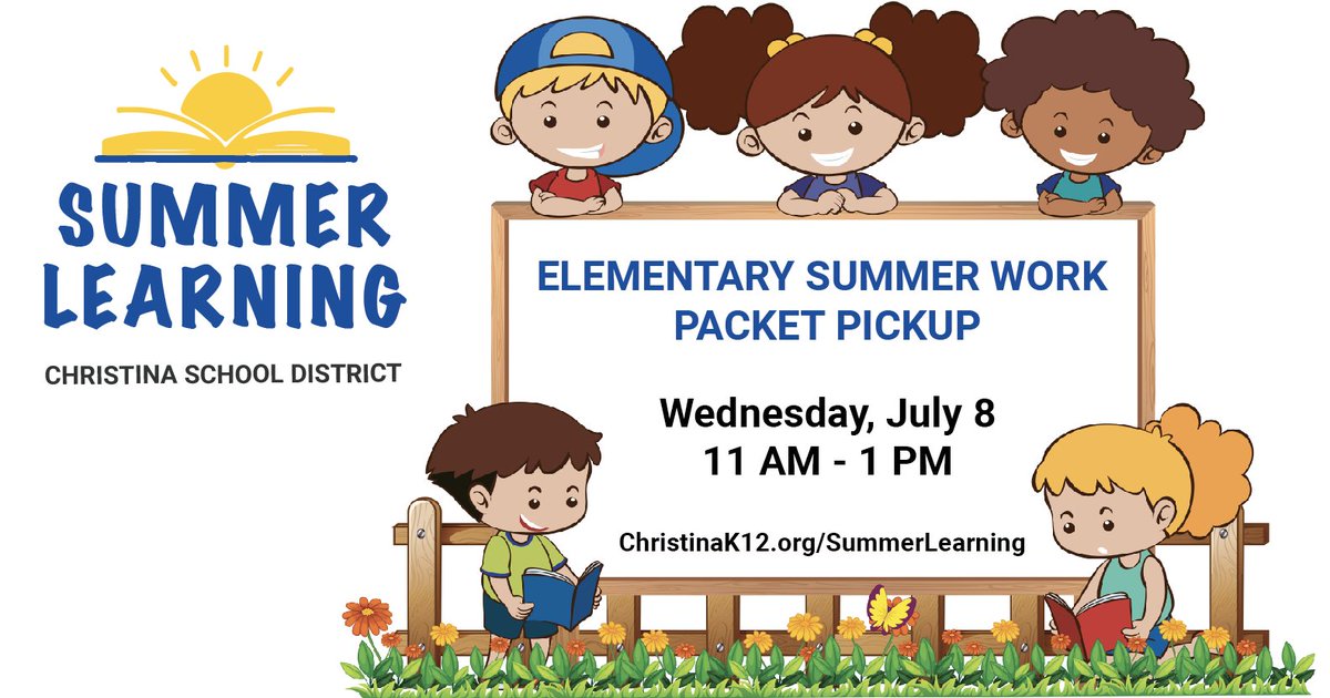 ChristinaK12's tweet photo. #Today from 11 am to 1 pm, we will be giving out OPTIONAL work packets for students entering 1st, 2nd, 3rd, 4th and 5th grade.  The packets will be available for pickup from  @BancroftDE, #BayardSchool, #LeasureES, #KirkMS, &amp; @ShueMedillMS  | https://t.co/4SzDrR4OuQ https://t.co/fgjll9Csv0