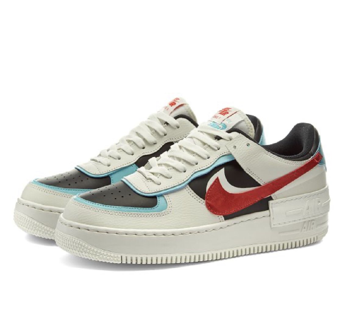 nike air force 1 shadow bleached aqua chile red