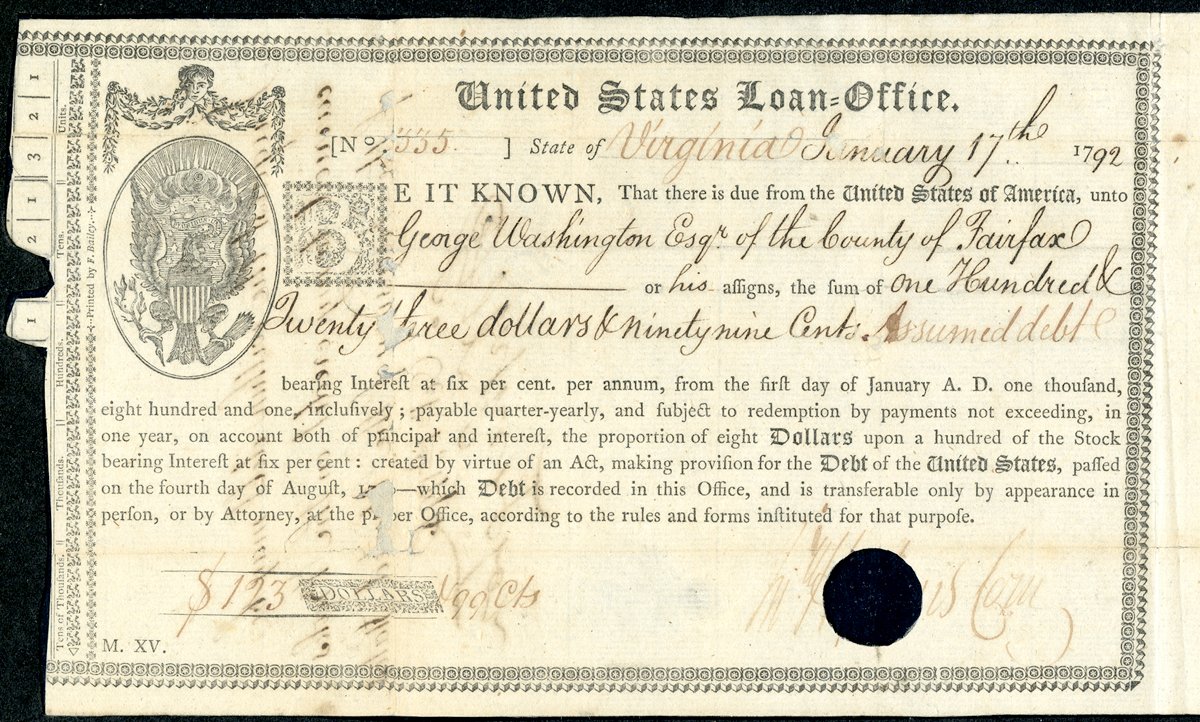 35/70This war, also known as the American Revolution, gave birth to Confederacy Bonds. These were issued by the Continental Congress to raise funds for the war and their values rose and fell everyday with news of Washington's performance at the battlefields. Confused?