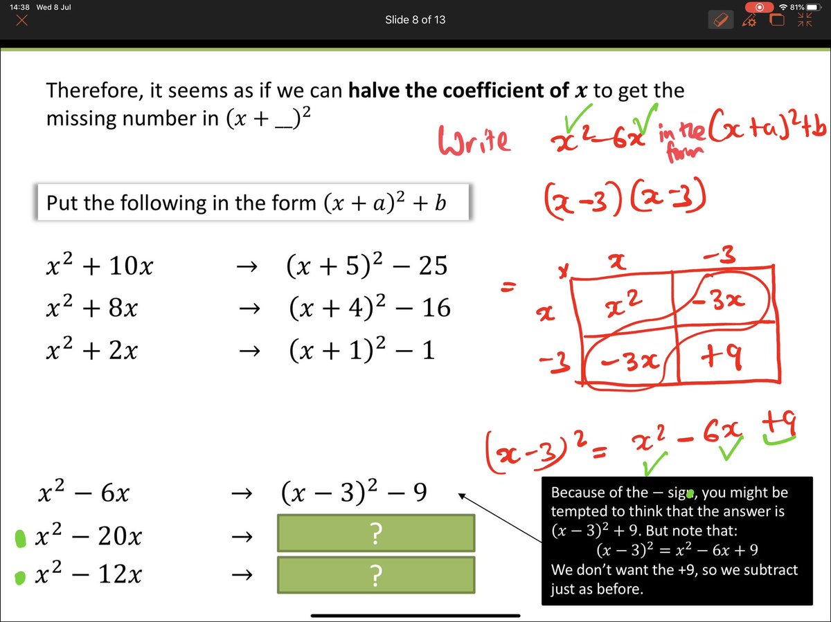 MA_Maths1's tweet photo. It was good to see our year 10s today in the Completing the square lesson with Mrs Chida. Well done!@MerchantsAc @VenturersTrust https://t.co/WBgeH9EzPp