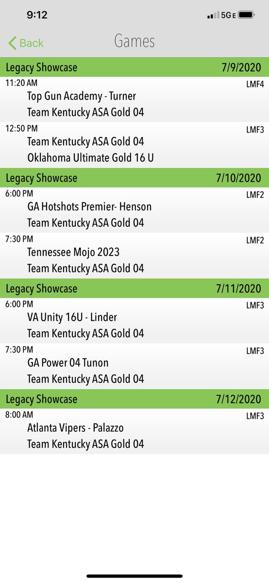 shelbystivers00's tweet photo. Here’s Team KY ASA Gold 04 schedule for the Alanta Legacy Showcase. Excited and ready to play some tough competition this week!! @kentucky_04 @kunkle18 @Coach_Jo4444 @UKCoachLawson @DukeCoachYoung @UofL_CoachHolly @NKUSBCoachG @JMUSoftball @GaTechSoftball https://t.co/R1qPp26As6