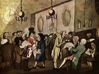 50/70The brokers met inside this coffee house twice a day for formal securities auctions. If you wanted to trade, you had to hire somebody who knew someone inside; you weren't allowed to participate directly. These were America's first stockbrokers.