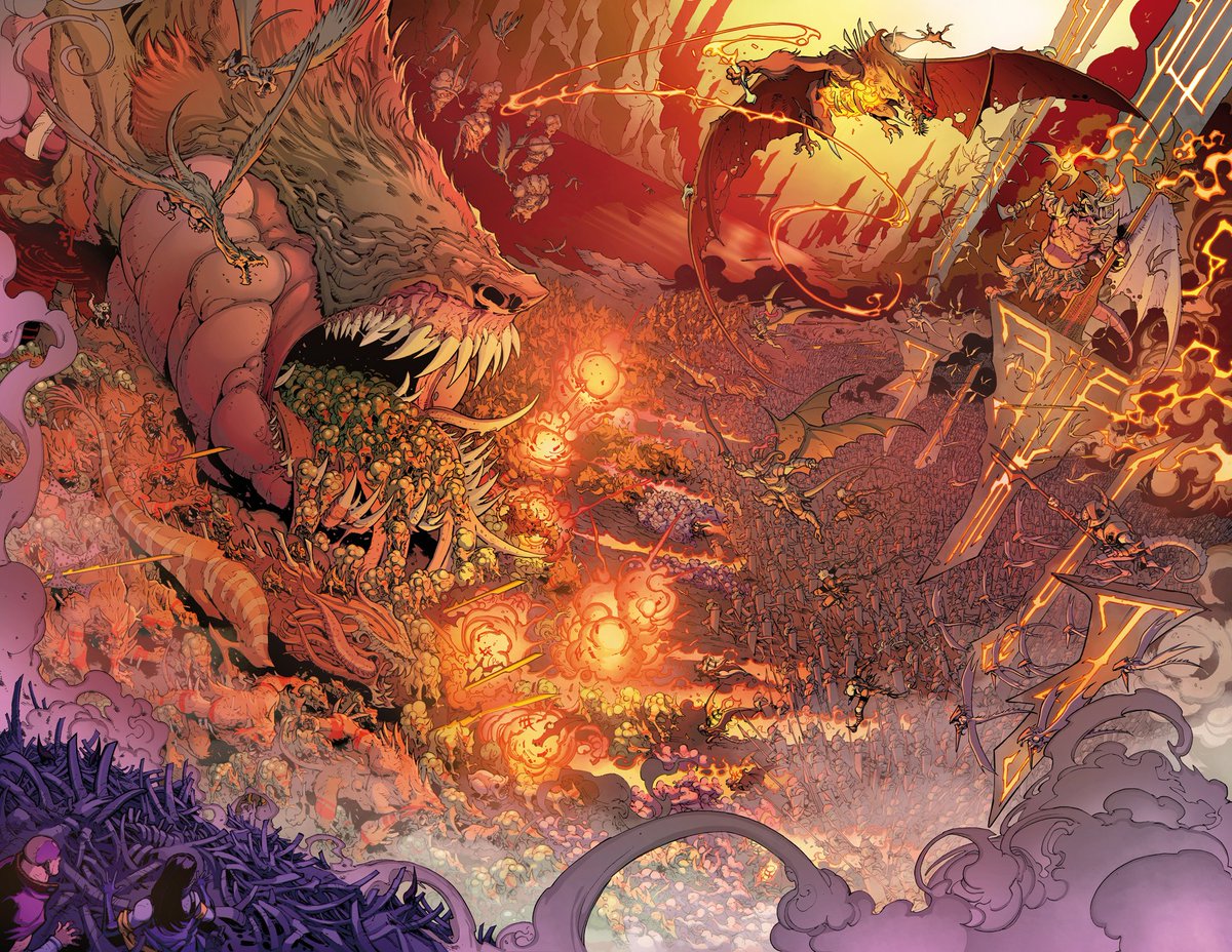 D&D Infernal Tides #4 is out TODAY!
W: @JimZub A: Me C: @SebastianArtist + @DdGarciaCruz L: Letters Neil Uyetake
Here is some process for the Blood War - colors by @DdGarciaCruz 
#makingcomics #dnd 