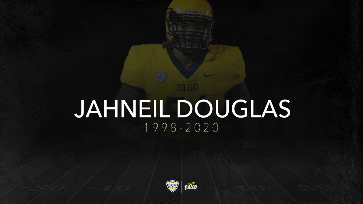 Our hearts are very heavy after learning the news about Toledo’s Jahneil Douglas this morning. Our deepest condolences go out to Jahneil’s family, friends and the entire <a href="/ToledoRockets/">Toledo Athletics</a> community. #RIPJD