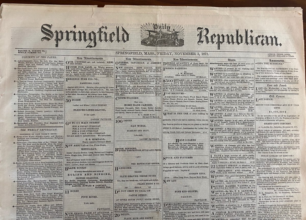 60/70In 1869, the Open Board merged with NYSE and the stock auctioning system gave way to a free-for-all paradigm. 2 years later in 1871, a 21 year old boy traveled from Connecticut to Springfield, Massachusetts to work for the Springfield Daily Republican as a reporter.