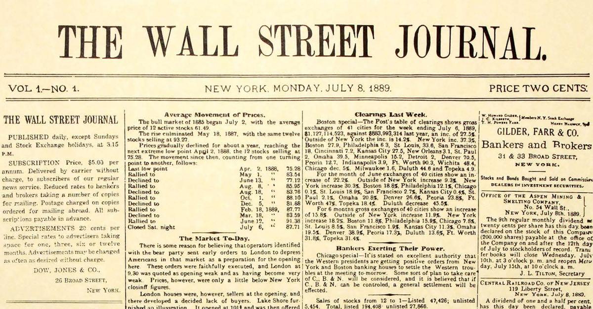 70/70With much fanfare, the first issue of this new business daily launched on July 8, 1889. Priced at 2 cents a copy.Unassumingly named, you guessed it.Here's wishing  @WSJ a very happy 131st birthday.