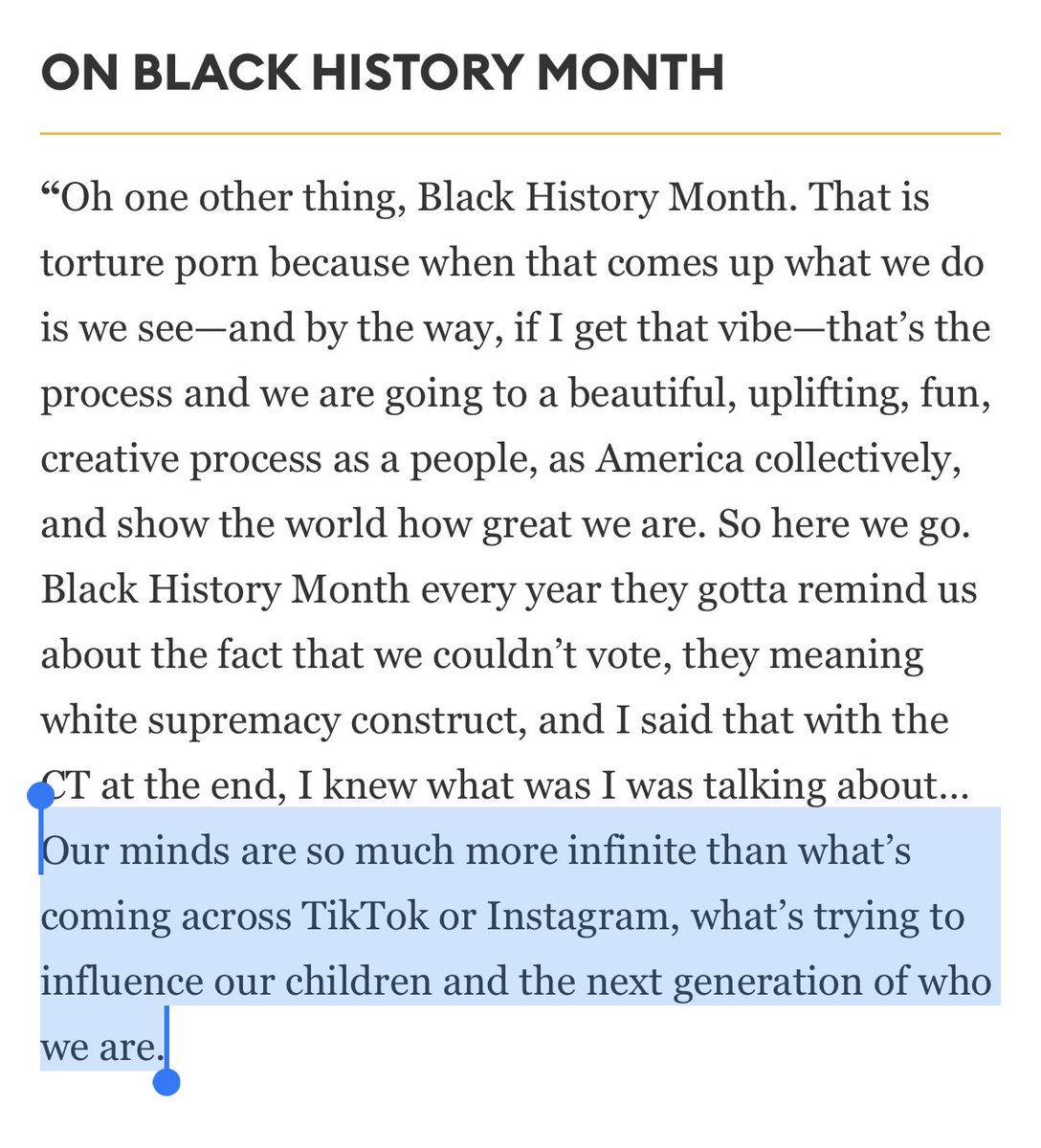 Kanye West, on Black History Month:
