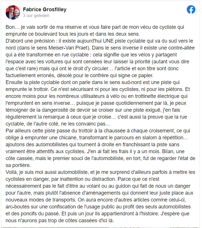 Minister of road safety (!) <a href="/FrancoisBELLOT/">François BELLOT</a> feels it is his task to criticize cycle lanes 😑. Aided by the terrible reporting in French-speaking press, he complains about the "three cycle lanes" on bvd. Lambermont. Luckily, journalist <a href="/grosfilley/">Fabrice Grosfilley</a> pierces through the nonsense.