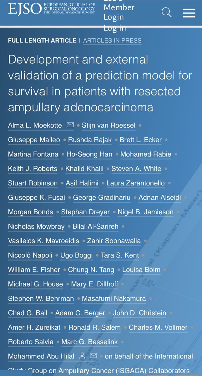 MarcBesselink's tweet photo. Prediction model 5yr OS after #pancreatoduodenectomy for ampullary cancer: 1007 pts, 27 centers, 10 countries by the ISGACA group led by @Abuhilal9Abu: 4 risk groups, 5yr OS (81%, 57%, 22% and 14%, p < 0.001), benefit adj chemo only in very high risk pts https://t.co/Yv86Nz8lZX https://t.co/vroVJklJZm
