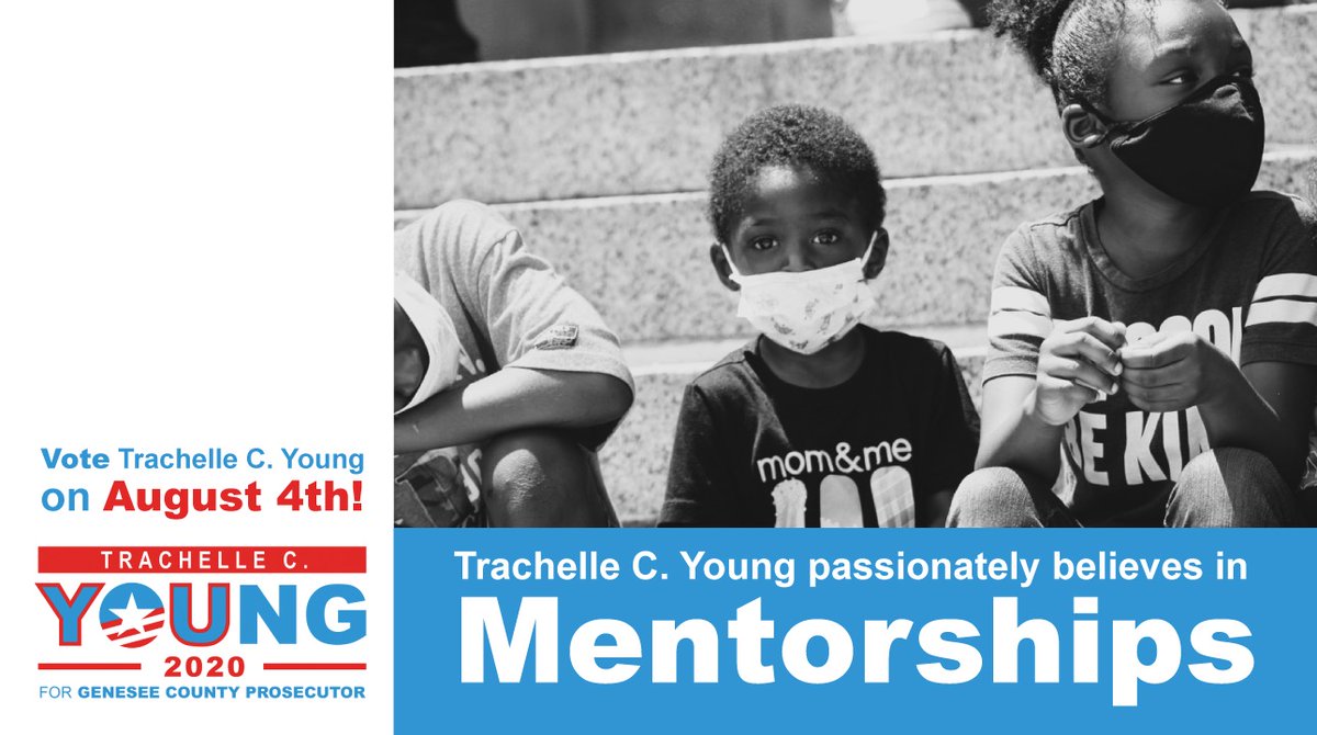 TYforprosecutor's tweet image. Core 4 Issues: Mentorships 

Through the use of a broad-based mentorship program across Genesee County, Trachelle C. Young hopes to get to the root causes of crime before they occur, pairing community leaders with youth.