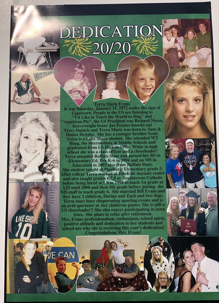 Congrats to lifetime Lake Shore cheerleader for her dedication and for sharing her joy and enthusiasm with us everyday.  Mrs. Evans is this year’s yearbook dedicatee!