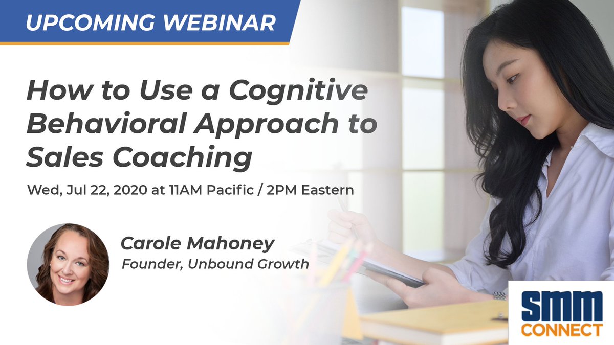 SMMConnectus's tweet photo. Get sellers and managers to opt into and engage with training and coaching virtually. @icarolemahoney of @unboundgrowth.
Details: https://t.co/rawnc5VXw4
#VirtualTraining #training #SalesResults
#salestip #CognitiveBehavioral #CognitiveTraining https://t.co/LlD583yEiq