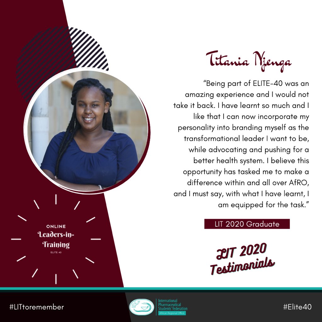 IPSFAfRO's tweet photo. Our LIT 2020 Graduates are sharing their experiences with us. We are excited to share these inspiring testimonials with the rest of the world. 

Viva la AfRO! Viva la Pharmacie!
#AfROLIT2020 #LITtoremember #Elite40 #AfROCares https://t.co/sFBHoPyUjI