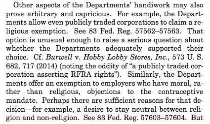 Kagan underscores the point in her concurrence. She points to specific examples of HHS "handiwork" that "may also prove arbitrary and capricious" on remand.