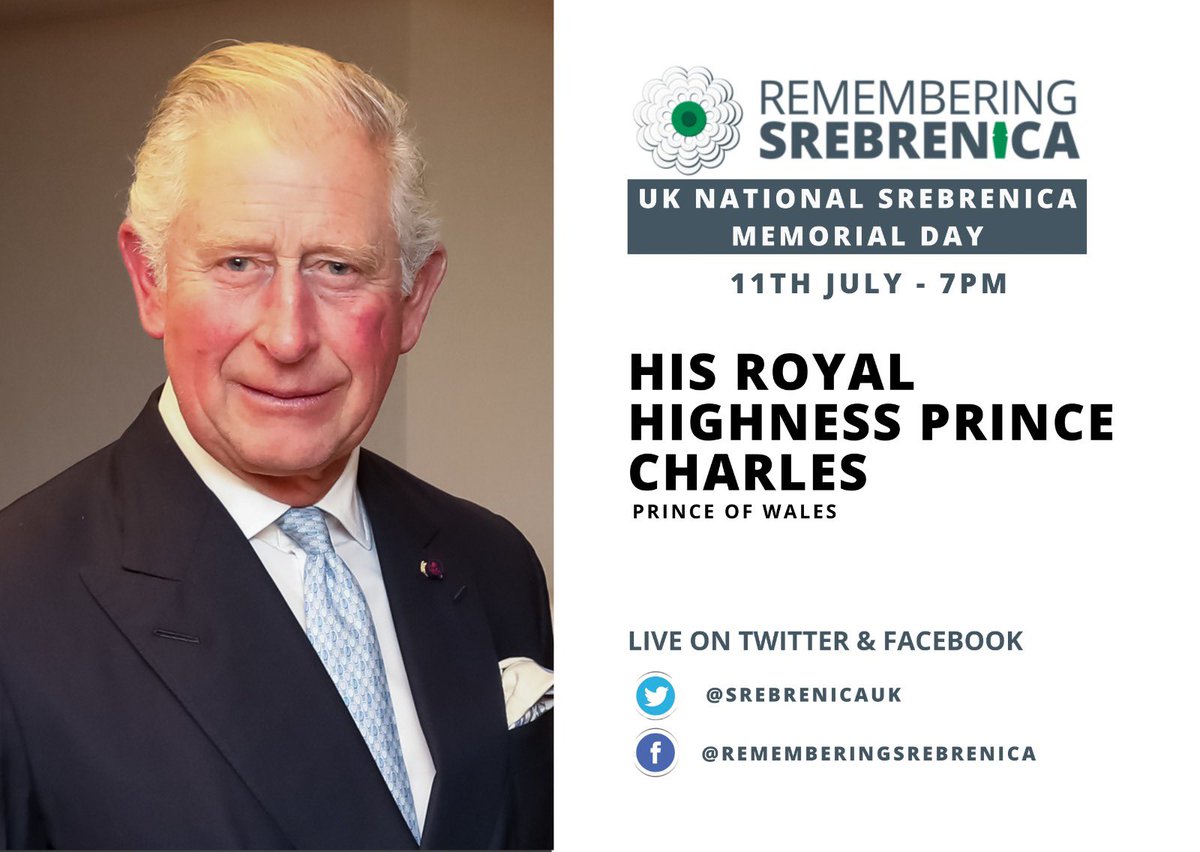 SrebrenicaUK's tweet photo. We are proud to announce that His Royal Highness Prince Charles and the Prime Minister of the United Kingdom will be in attendance as we commemorate the worst atrocity on European soil since The Holocaust. 

Join us as we remember, educate, and reflect. 

#Srebrenica25 https://t.co/jsMZmFxq3I