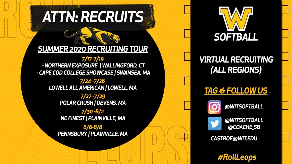 witsoftball's tweet photo. 🚨Future Leopards🚨Check out where our coaching staff will be this summer! We are continuing virtual recruiting and have scheduled in person recruiting as long as it’s safe to do so. https://t.co/jffrOOADlV