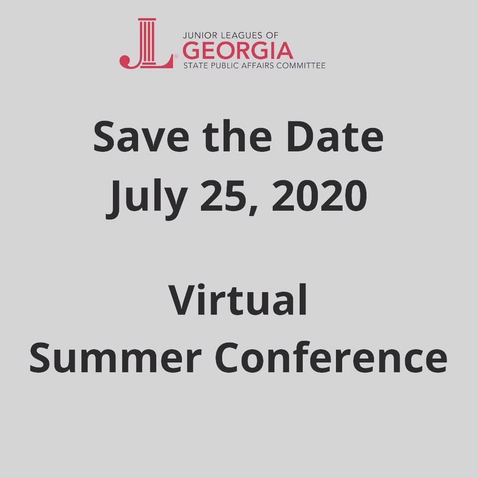 JLGASPAC's tweet photo. Save the Date of Saturday, July 25, 2020 for the Georgia SPAC Virtual Summer Conference. 💻🖥 Details will be sent by email. #JLGASPAC #JuniorLeague #GASPAC20 https://t.co/Aj55WzB5uc