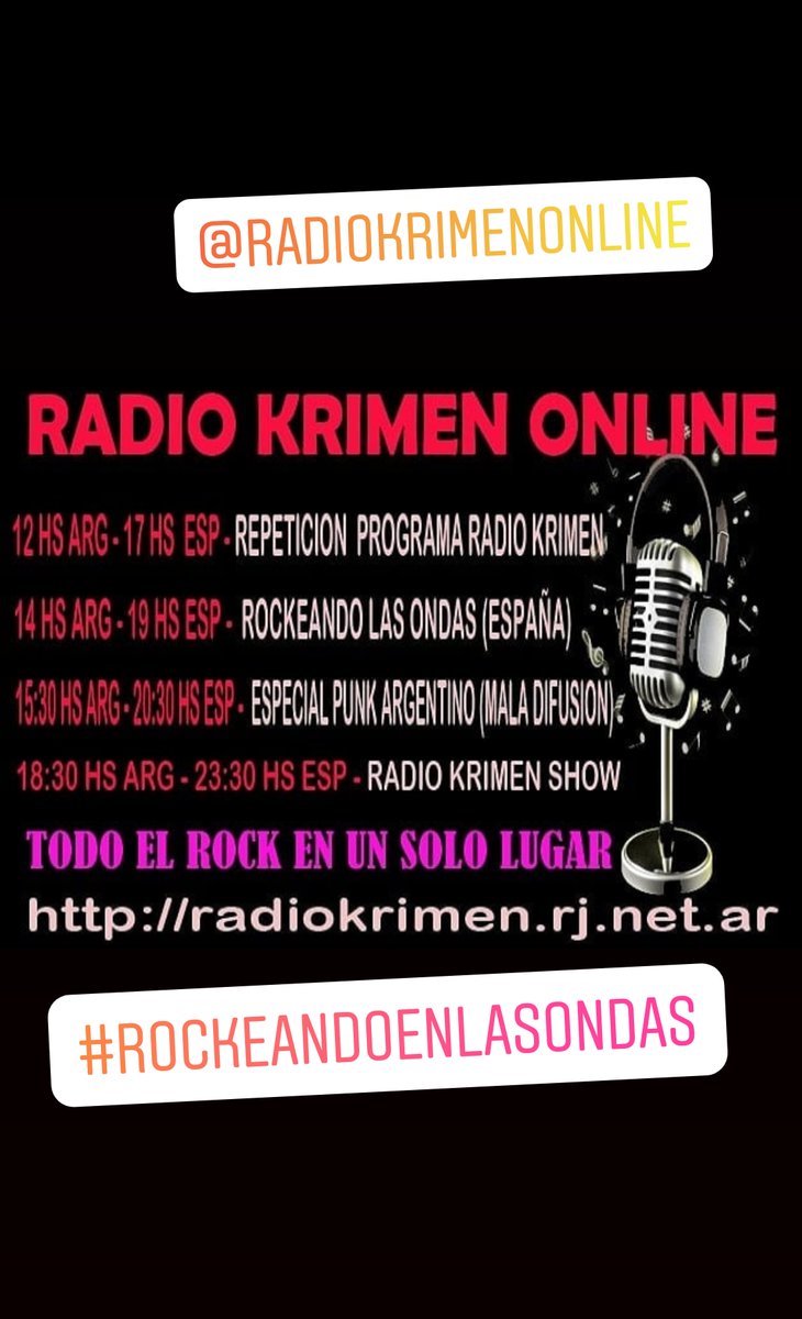 rockeando7's tweet photo. Hoy #Rockeandoenlasondas vuelve a sonar en Argentina a través de #RadioKRIMENonline a las 14:00, si estas en la península lo escucharas a las 19:00 https://t.co/oqIpOqJVME