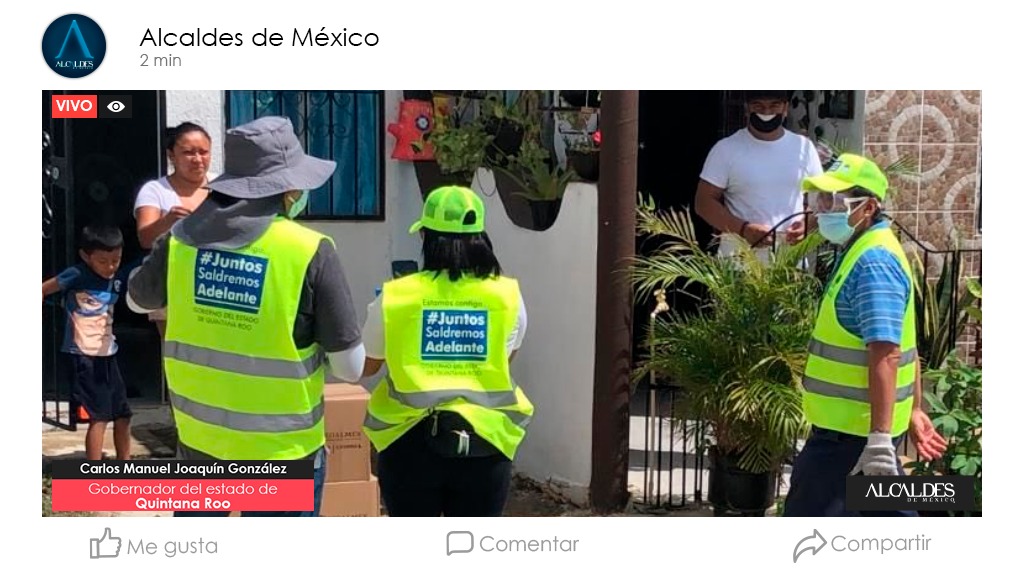 Hemos implementado al grupo <a href="/GorrasQroo/">Gorras Amarillas Quintana Roo</a>, quienes se encuentra en diferentes ciudades, recordando a la gente las medidas preventivas: <a href="/CarlosJoaquin/">Carlos Joaquín</a>, gobernador de <a href="/GobQuintanaRoo/">Gobierno Quintana Roo</a>
#EnVivo▶️bit.ly/329iTIL

Únete a la conversación #COVIDAlcaldesMX