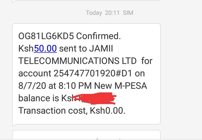 Ckhajira2's tweet photo. @FaibaJTL @Foi89714801 I also bought 1GB worth ksh.50 but it hasn't been credited to my account. I have attached the transaction message https://t.co/7tDI3ETP3E