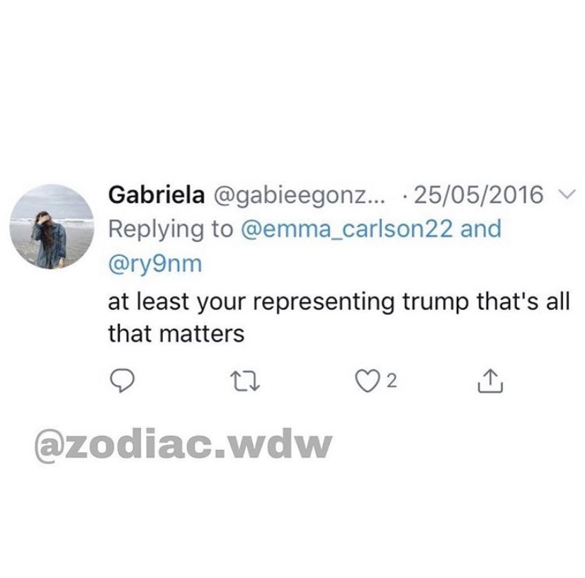 so by now i think we all know that the gonzalez family supports trump. gabbie and alex tweeted so many times about trump and their mother even met him a while ago. here are some of old gabbies tweets that she posted on her old account she already deleted