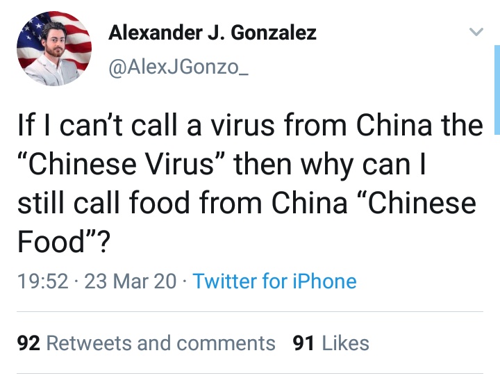 alex (gabbies older brother) called the corona virus the "chinese virus" which is extremely racist