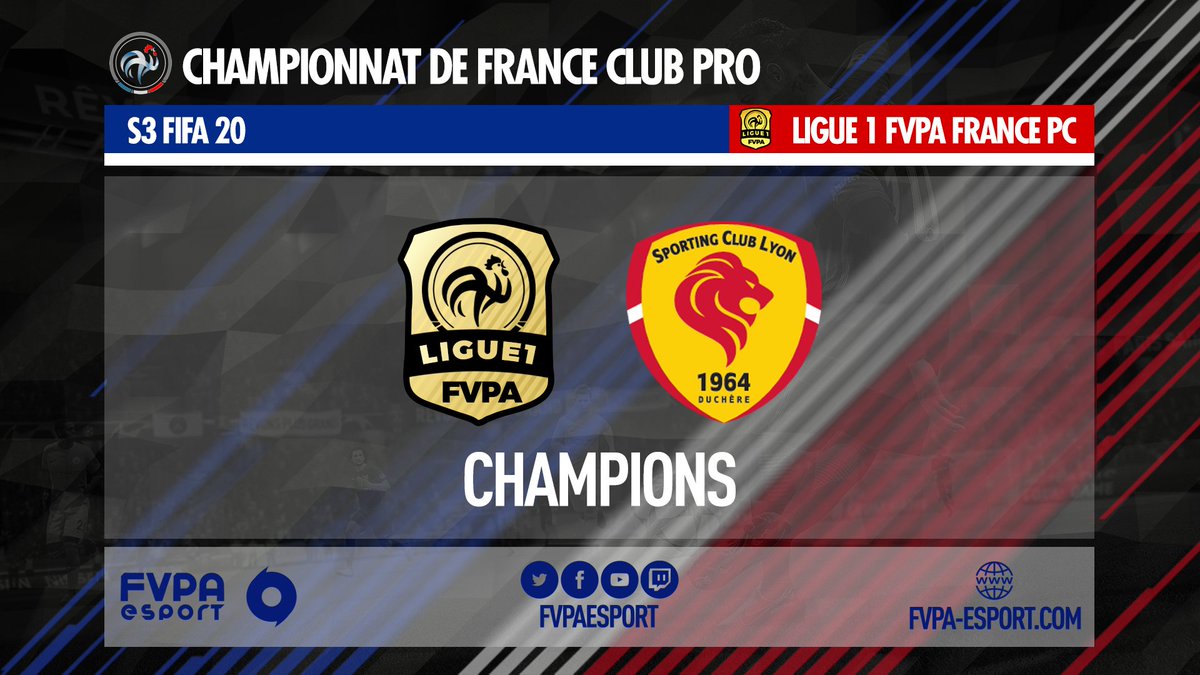 FVPAeSport's tweet photo. 🇫🇷 PC - LIGUE 1

Félicitations aux joueurs de @SCL_eSport @ImpulsionEFC sacrés Champions de France #L1FVPA ! 🏆🍾 
Comme vous pouvez le voir, niveau drama, on ne peut mieux faire, puisque seul un tout petit but vient départager le champion de son dauphin 😱🔥

#FVPAPC https://t.co/ruJGhjGaGM