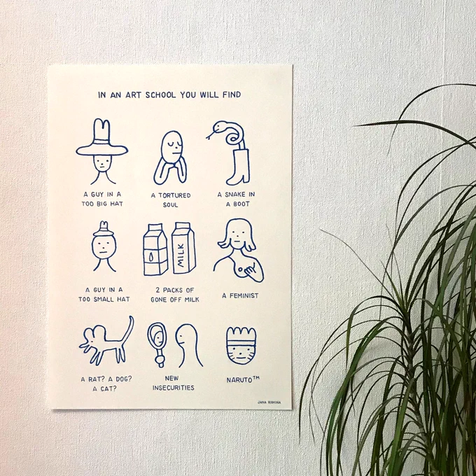 art school is also available on white in black or blue ink (the pictured one is with blue ink!) 
