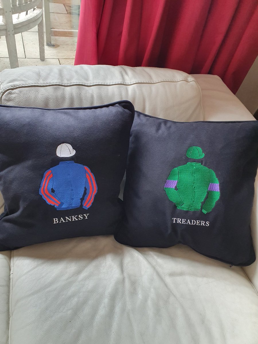 Nice to get another winner today for @MichaelScu and team on Czech Her Out. 🏇⭐ And big thanks to @s_cushions for making these lovely cushions #theboys 👊💙💙