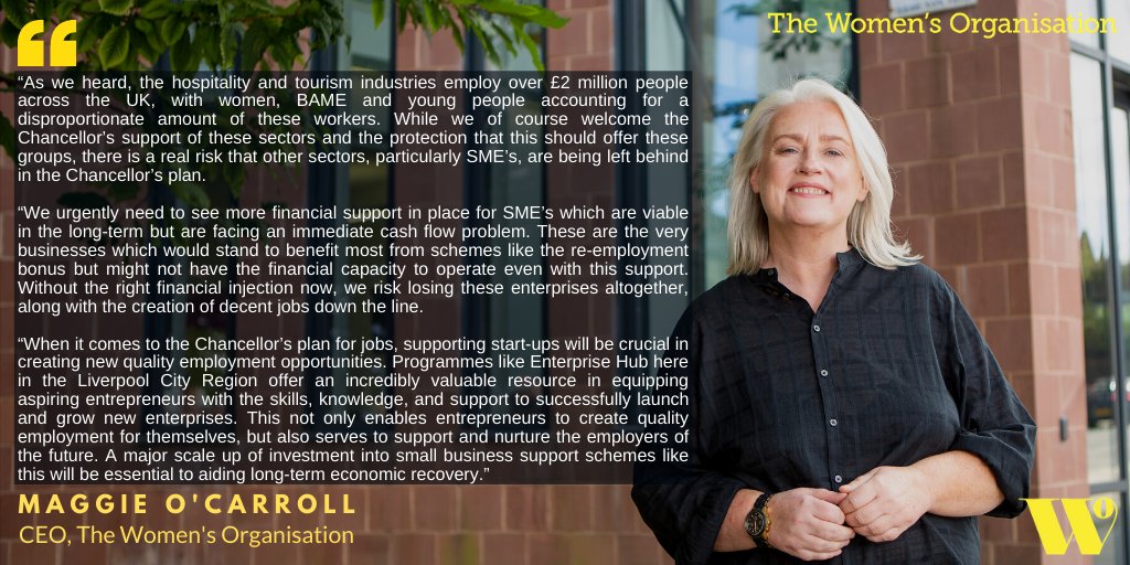 TheWomensOrg's tweet photo. 💼| In today's Summer Statement we heard @RishiSunak announce a package of measures to get our economy moving again, but some sectors and SME's have still been left in the dark.

Here's the full reaction from our CEO, Maggie O'Carroll 👉 https://t.co/GKS67tx0oo https://t.co/jkU2Nds3jq