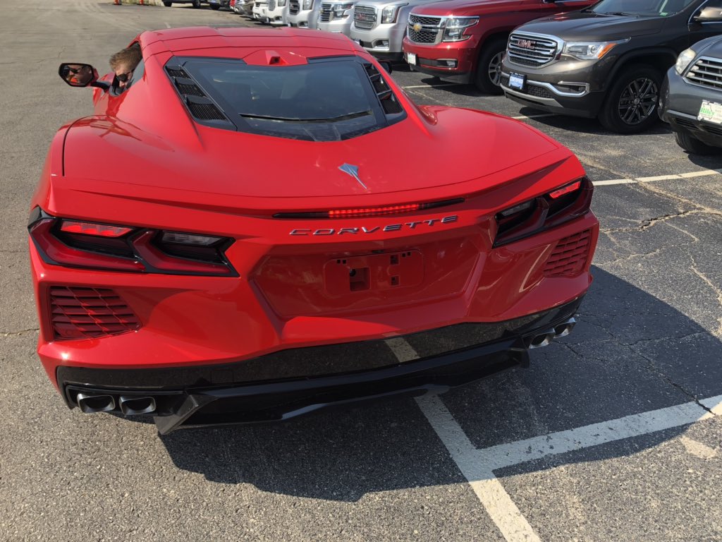 gatlin_d's tweet photo. The new #c8 #Corvette is beautiful! It’s Christmas time @RileyChevrolet. #americanpower #lifegoals #redhot https://t.co/W0ADscpKTy