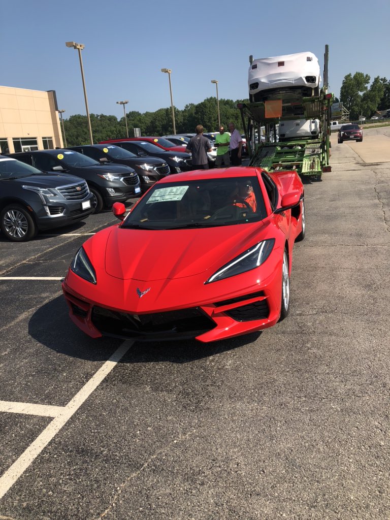gatlin_d's tweet photo. The new #c8 #Corvette is beautiful! It’s Christmas time @RileyChevrolet. #americanpower #lifegoals #redhot https://t.co/W0ADscpKTy