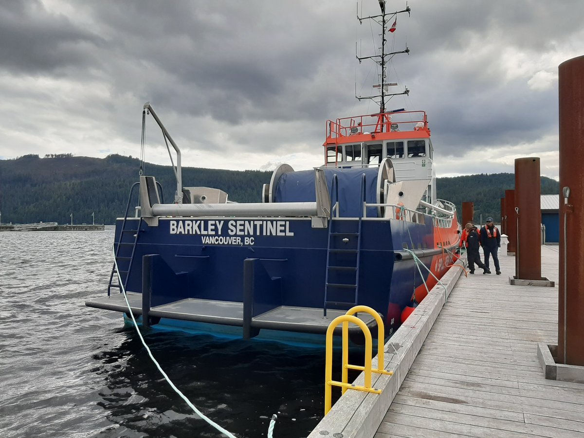 PAPortAuthority's tweet photo. We're happy to welcome another #WCMRC @MarineResponse vessel to Port Alberni waters: the Barkley Sentinal https://t.co/9LvKFohLhX